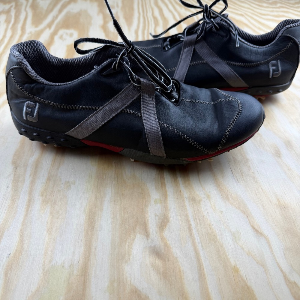 FootJoy M Project Mens Golf Shoes Black Grey Red Leather Spiked 55132 Size 10 M